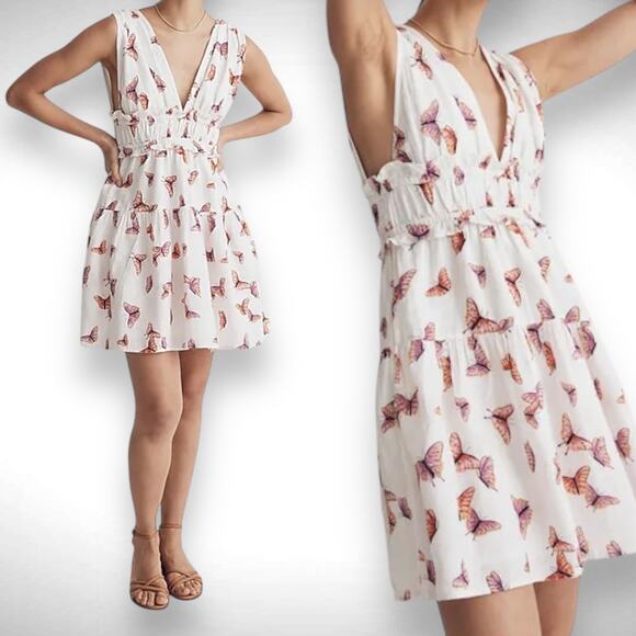 Banjanan Victoria‎ Kaleidoscope Butterfly Ruffle Mini Dress Size XS Vacation - Picture 1 of 14